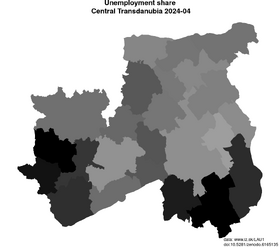 unemployment in Central Transdanubia akt/unemployment-share-HU21-lau