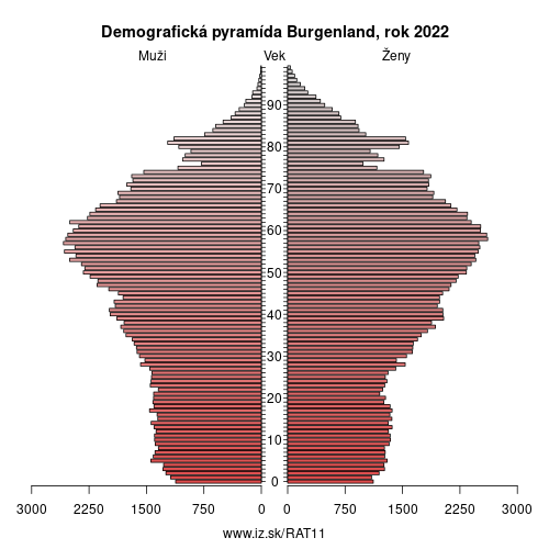 demograficky strom AT11 Burgenland demografická pyramída