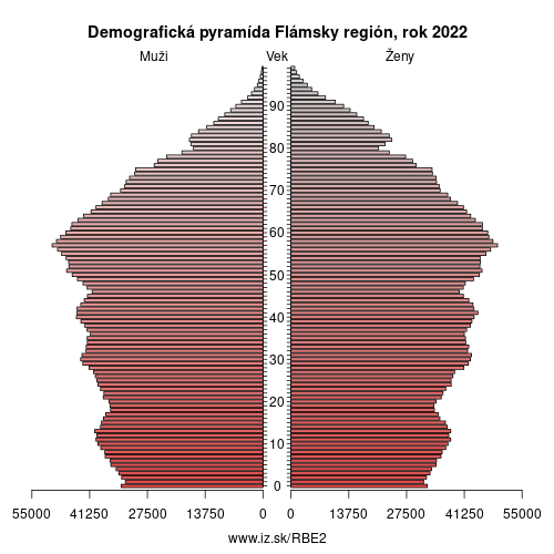 demograficky strom BE2 Flámsky región demografická pyramída