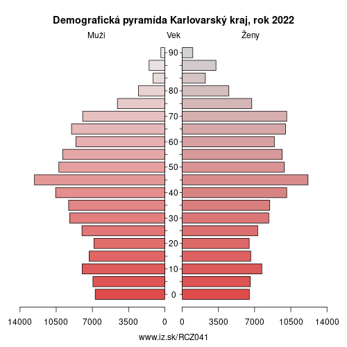 demograficky strom CZ041 Karlovarský kraj demografická pyramída