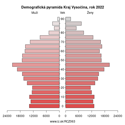 demograficky strom CZ063 Kraj Vysočina demografická pyramída