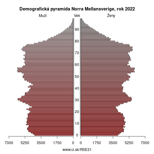 demograficky strom SE31 Norra Mellansverige demografická pyramída