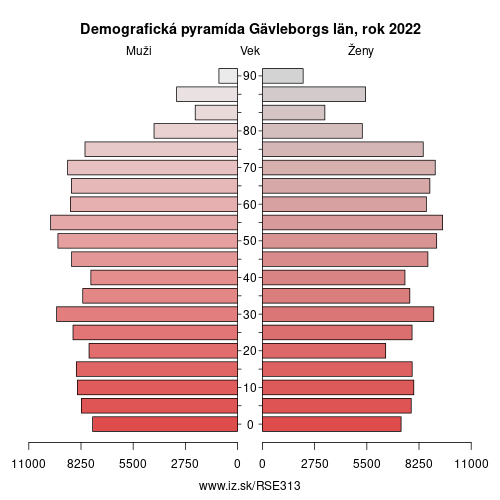 demograficky strom SE313 Gävleborgs län demografická pyramída