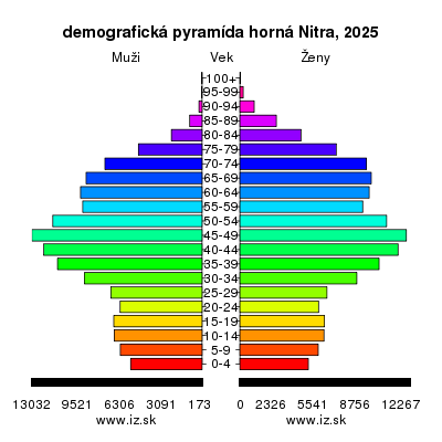 demografická pyramída horná Nitra 2025
