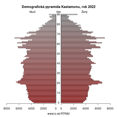 demograficky strom TR82 Kastamonu demografická pyramída