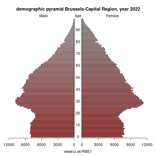 demographic pyramid BE1 Brussels-Capital Region