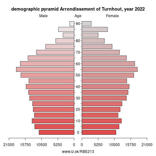 demographic pyramid BE213 Arrondissement of Turnhout