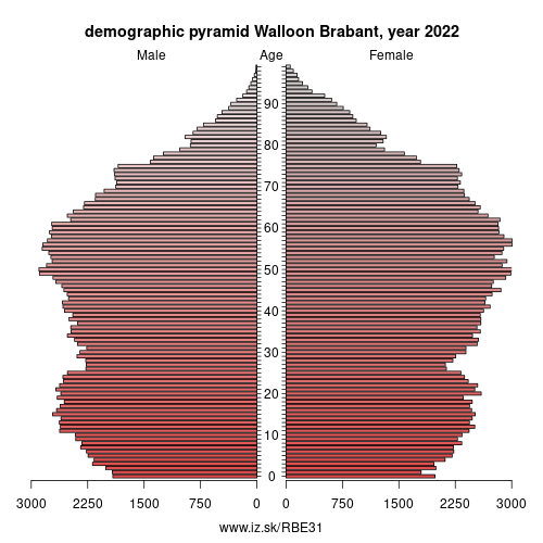 demographic pyramid BE31 Walloon Brabant