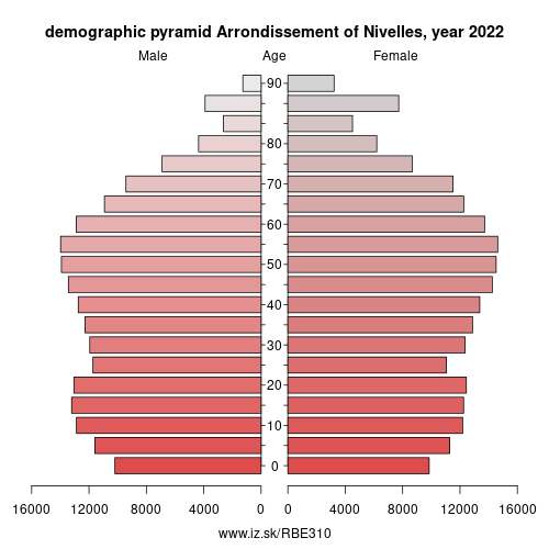 demographic pyramid BE310 Arrondissement of Nivelles