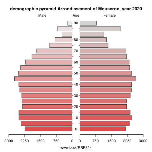 demographic pyramid BE324 Arrondissement of Mouscron