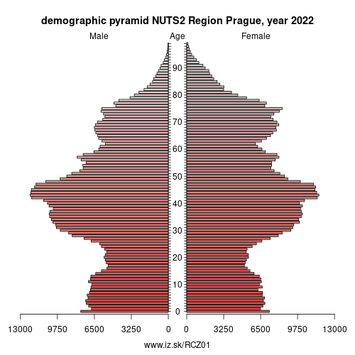 demographic pyramid CZ01 NUTS2 Region Prague
