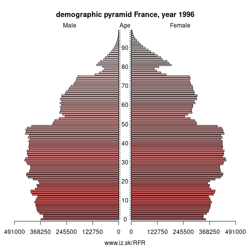 demographic pyramid FR 1996 France, population pyramid of France