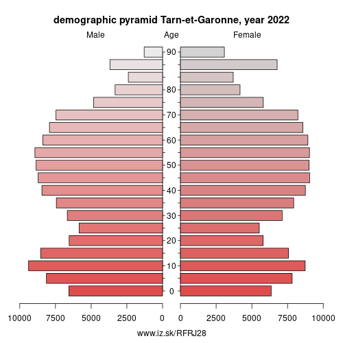 demographic pyramid FRJ28 Tarn-et-Garonne