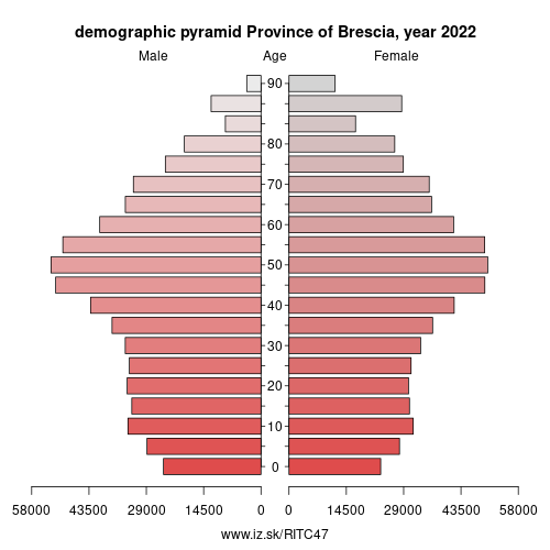 demographic pyramid ITC47 Province of Brescia