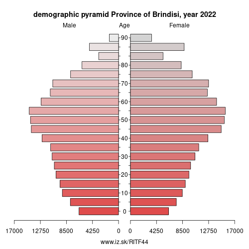 demographic pyramid ITF44 Province of Brindisi