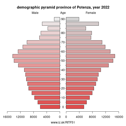 demographic pyramid ITF51 province of Potenza