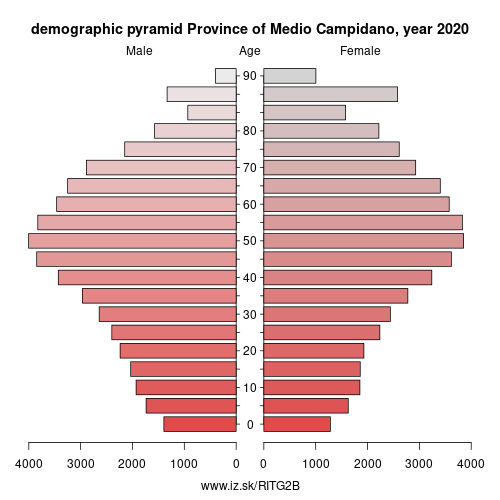 demographic pyramid ITG2B Province of Medio Campidano