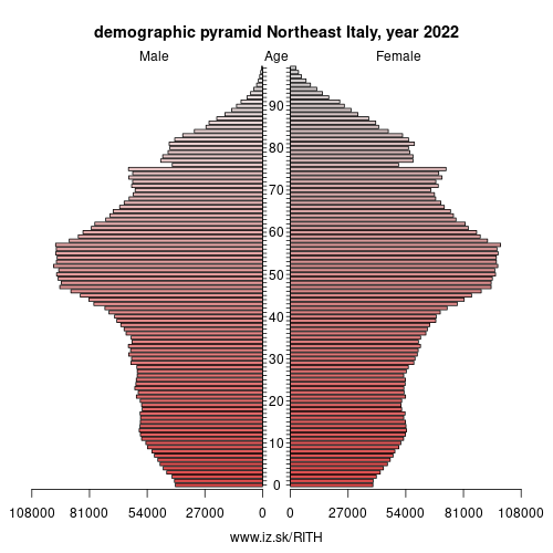 demographic pyramid ITH Northeast Italy