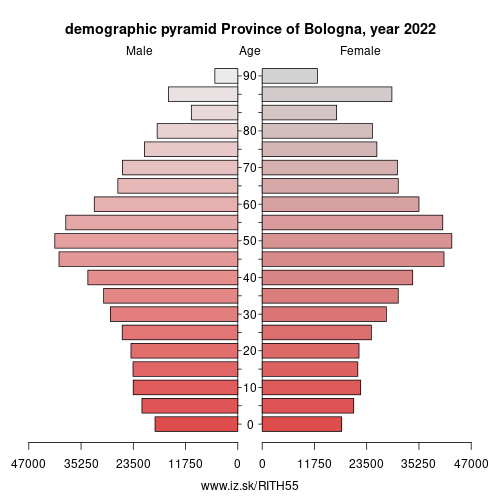 demographic pyramid ITH55 Province of Bologna