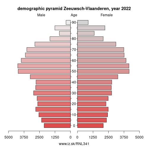 demographic pyramid NL341 Zeeuwsch-Vlaanderen