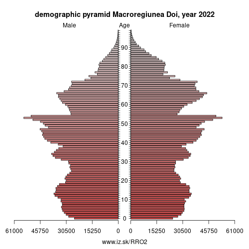 demographic pyramid RO2 Macroregiunea Doi