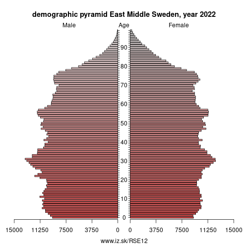 demographic pyramid SE12 East Middle Sweden