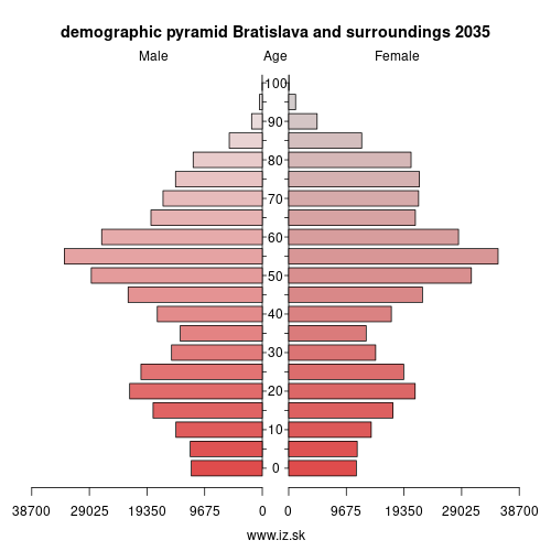 demographic pyramid Bratislava and surroundings 2035