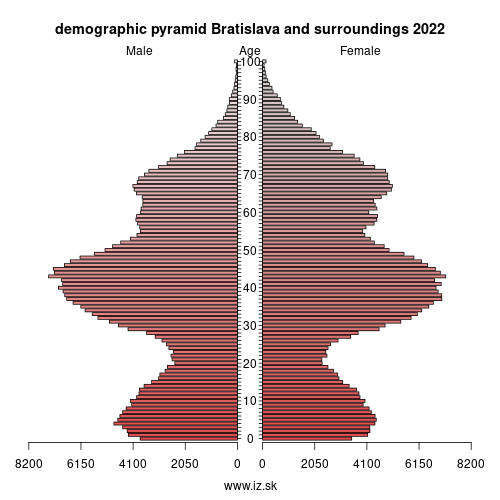 demographic pyramid Bratislava and surroundings 2023
