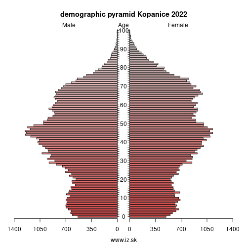demographic pyramid Kopanice 2023