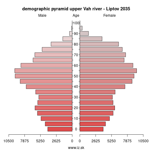 demographic pyramid upper Vah river – Liptov 2035