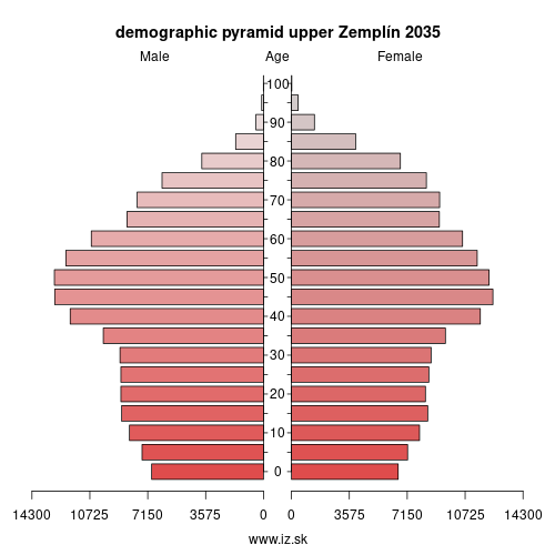 demographic pyramid upper Zemplín 2035