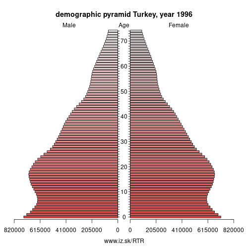 demographic pyramid TR 1996 Turkey, population pyramid of Turkey