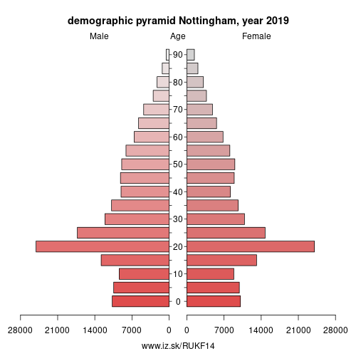 demographic pyramid UKF14 Nottingham