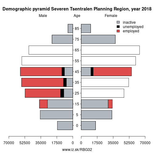 demographic pyramid BG32 Severen Tsentralen Planning Region based on economic activity – employed, unemploye, inactive