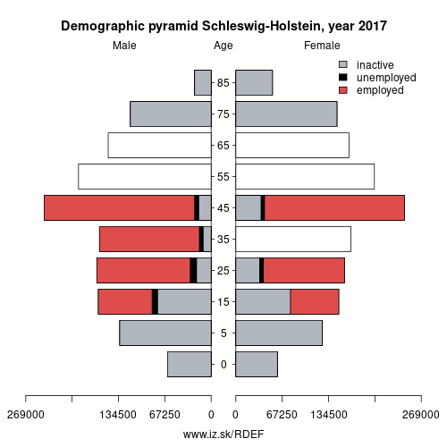 demographic pyramid DEF Schleswig-Holstein based on economic activity – employed, unemploye, inactive