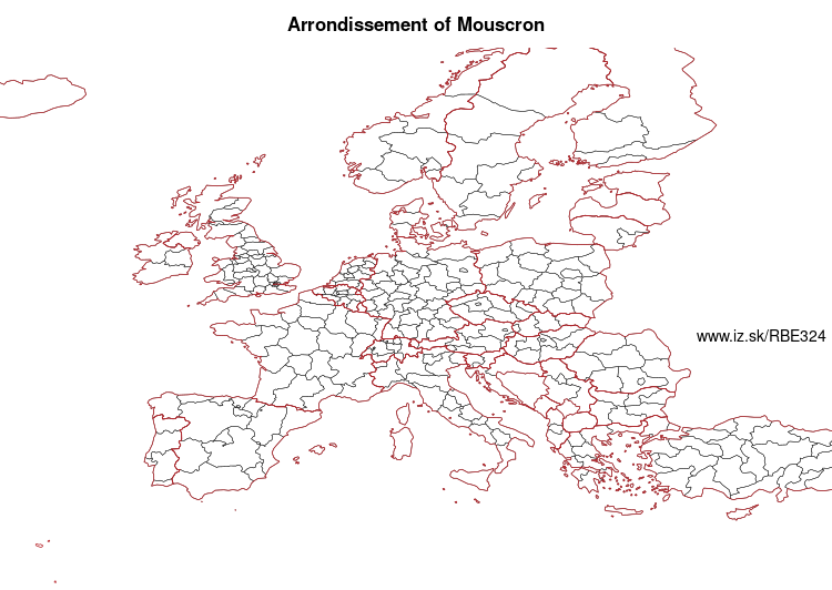 map of Arrondissement of Mouscron BE324