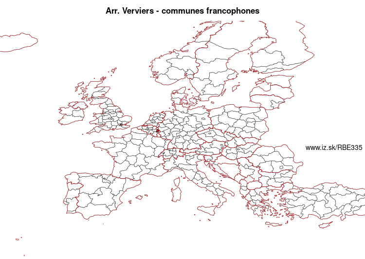 map of Arr. Verviers – communes francophones BE335