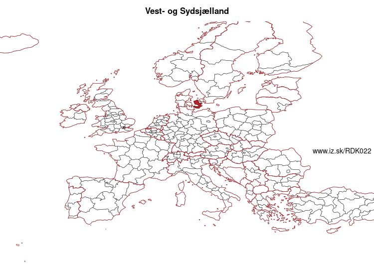 map of Vest- og Sydsjælland DK022