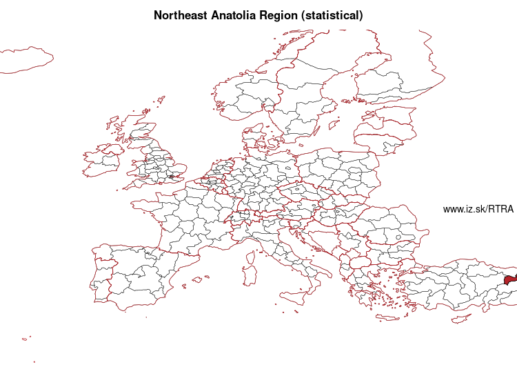 map of Northeast Anatolia Region (statistical) TRA