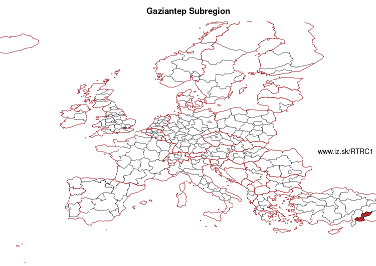 map of Gaziantep Subregion TRC1