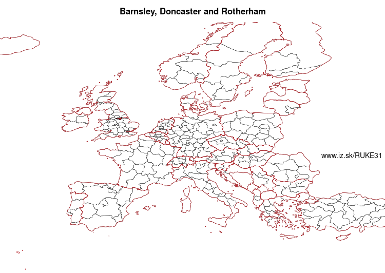 map of Barnsley, Doncaster and Rotherham UKE31
