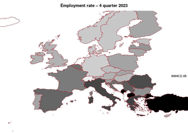 map employment rate in nuts 0