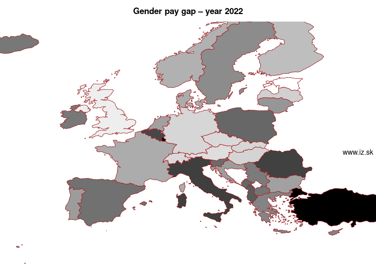 map gender pay gap in nuts 0