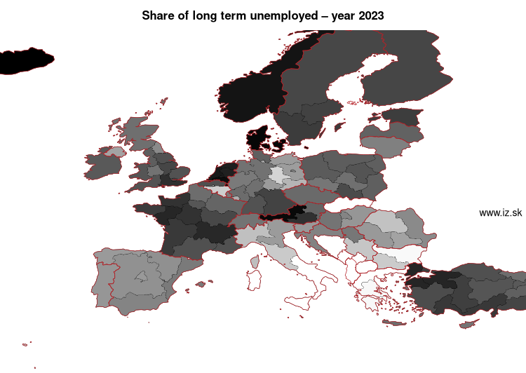 map share of long term unemployed in nuts 1