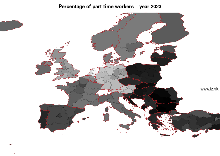 map percentage of part time workers in nuts 1