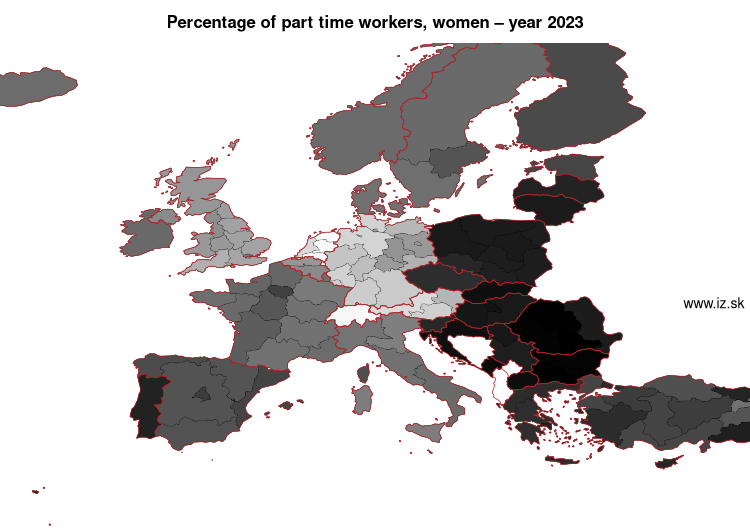 map percentage of part time workers, women in nuts 1