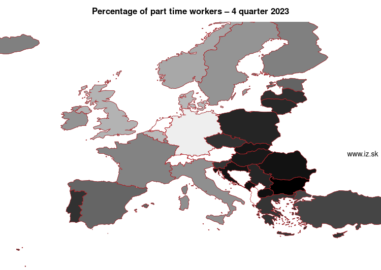 map percentage of part time workers in nuts 0