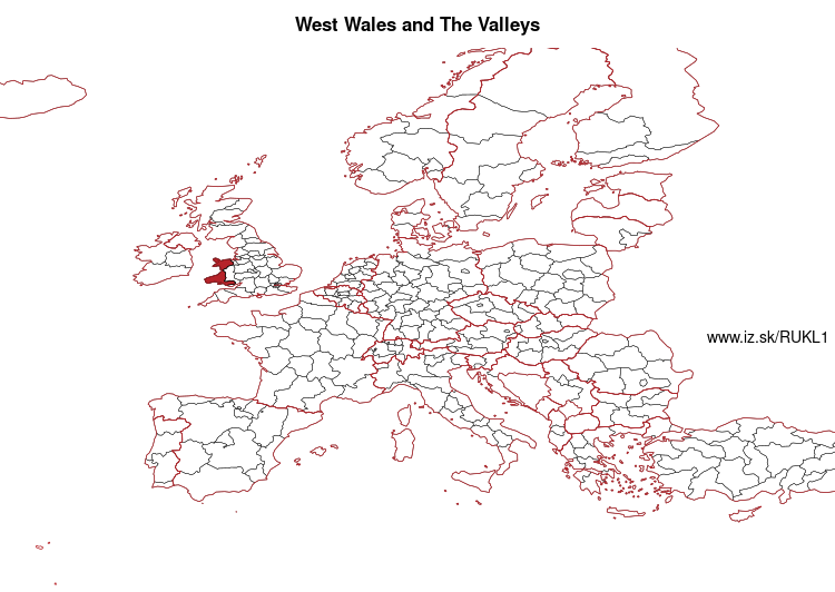 mapka West Wales and The Valleys UKL1