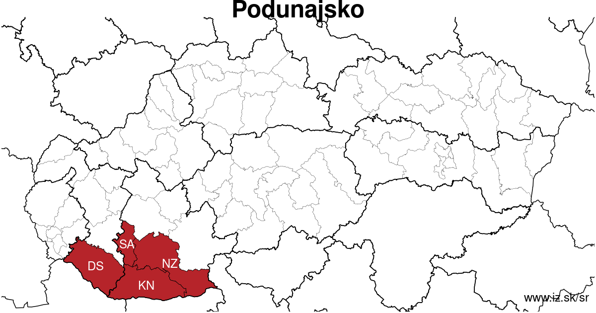 mapa regiónu Podunajsko