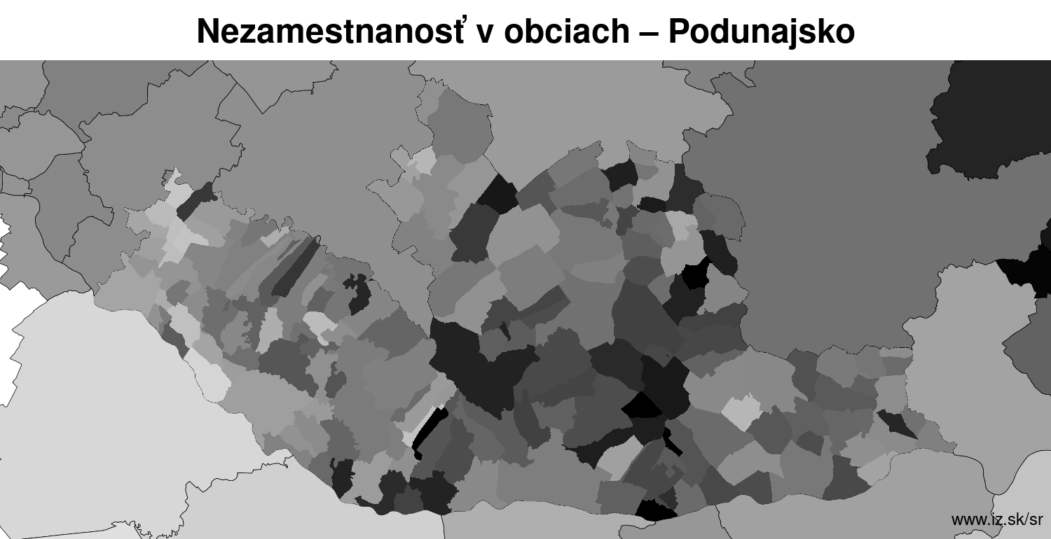 nezamest­nanosť v obciach Podunajsko LAU2